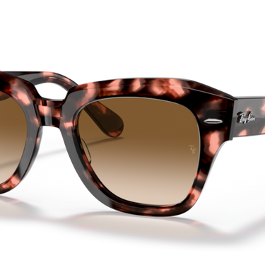 Ray-Ban RB2186 133451 State Street roze havana – schuin vooraanzicht