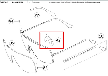 Doorlopende neuspads voor Ray-Ban RB3697 Wings 2