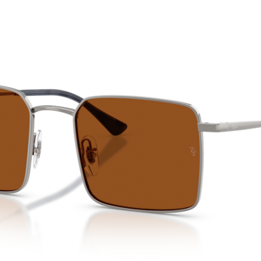 Ray-Ban RB3782 004/73 Idan staalgrijs met donkerbruin glazen – schuin vooraanzicht