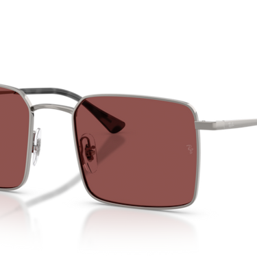 Ray-Ban RB3782 004/75 Idan staalgrijs met donkerpaars glazen – schuin vooraanzicht